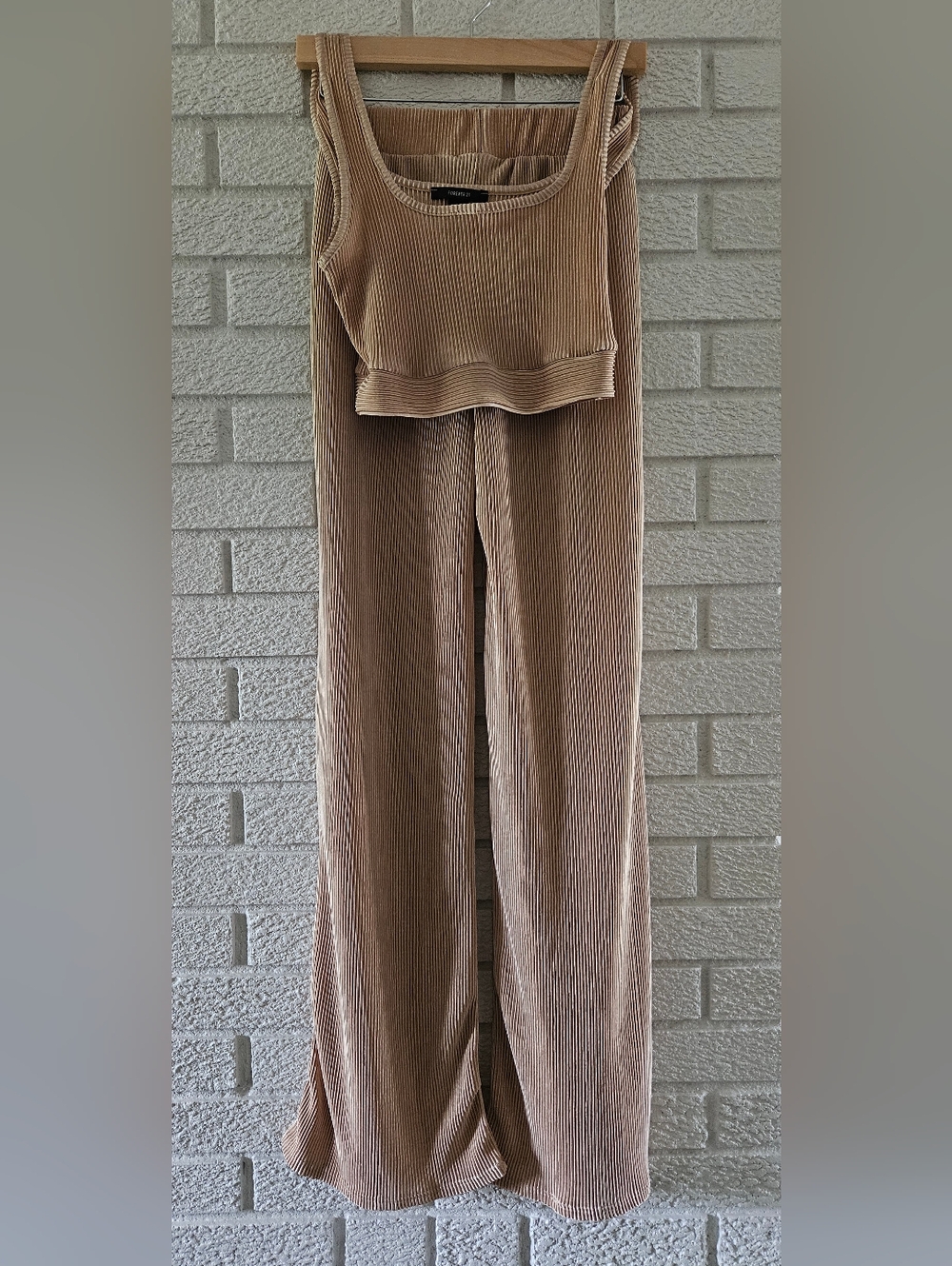Two Piece Ribbed Crop Top and Pants.  Size Small.  NWOT